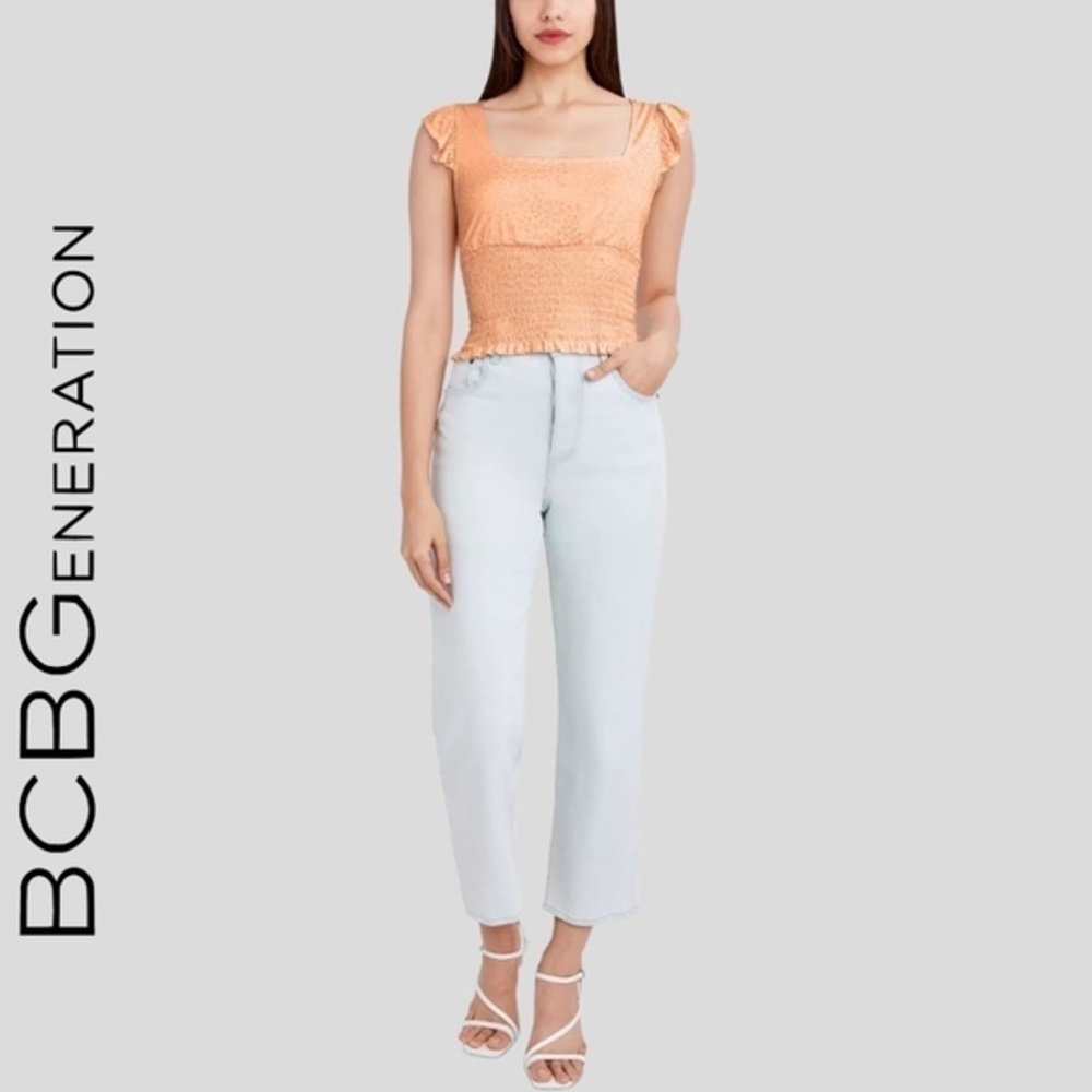 BCBGENERATION Ruffle Strap Smocked Top In Coral - Picture 4 of 10
